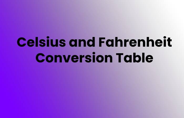 Celsius and Fahrenheit Conversion Table