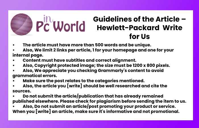Guidelines of the Article – Hewlett-Packard Write for Us