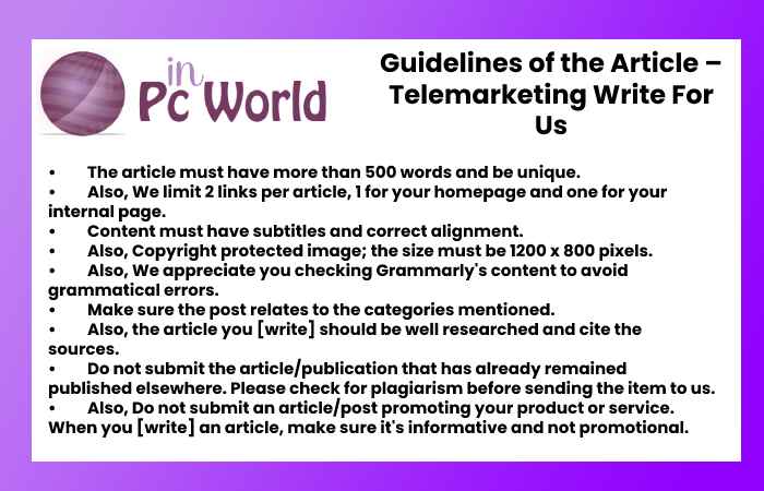 Why write for In PC World? – Telemarketing Write For Us