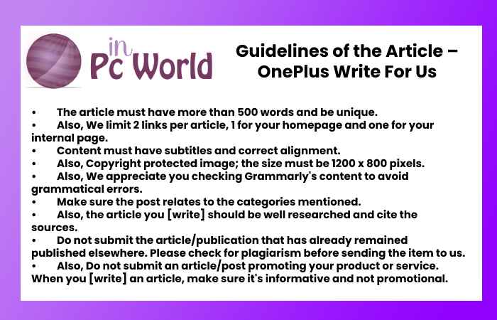 Why Write For In PC World? – OnePlus Write For Us
