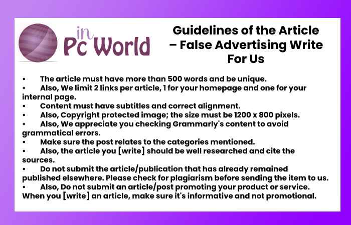 False Advertising Write For Us