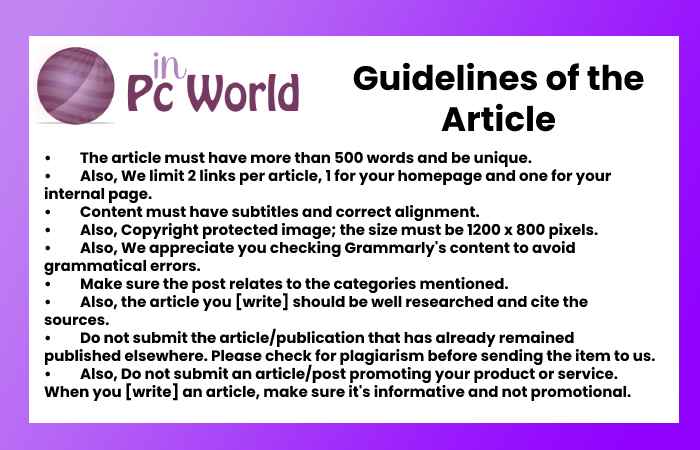 Guidelines of the Article